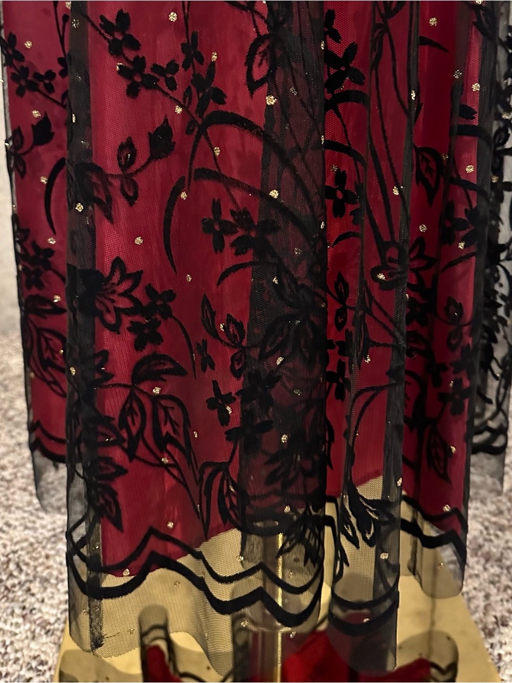 Coldwater Creek Burgundy Sheer Velvet Floral Maxi Dress Y2K Whimsygoth Size 6 - Picture 6 of 6